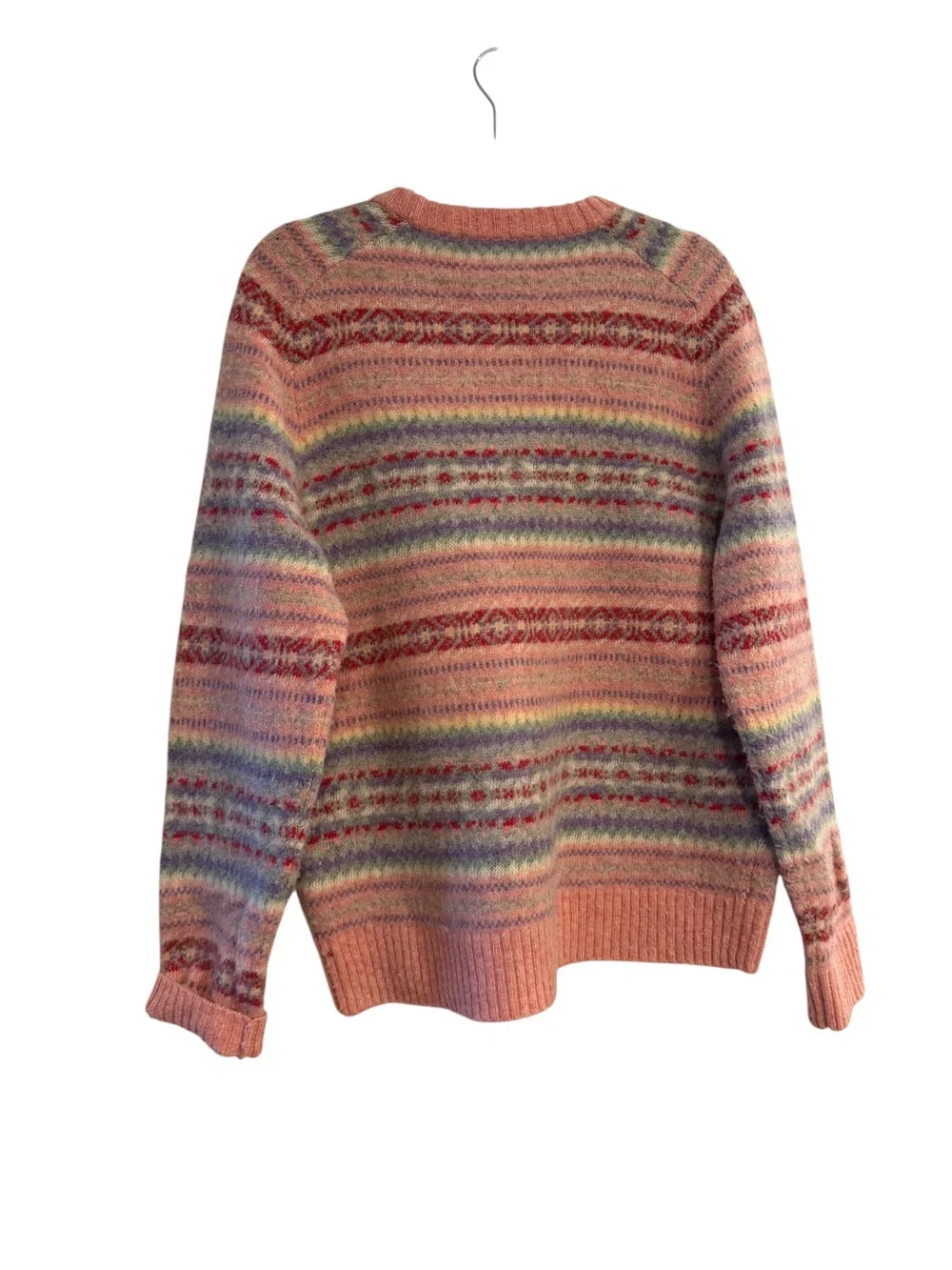 J. Crew Peach & Multicolor Fair Isle Crewneck Sweater